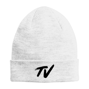 Open image in slideshow, Welcomin &quot;TV&quot; Embroidered Cuff Beanie
