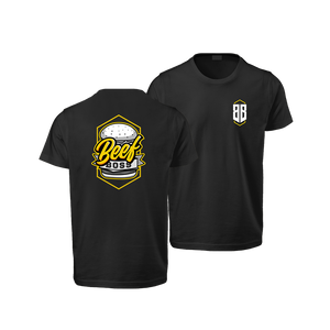 Open image in slideshow, Beef Boss Black/Gold Burger Double Sided T-Shirt
