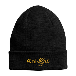 Open image in slideshow, OnlyGas Gold Embroidered Cuff Beanie
